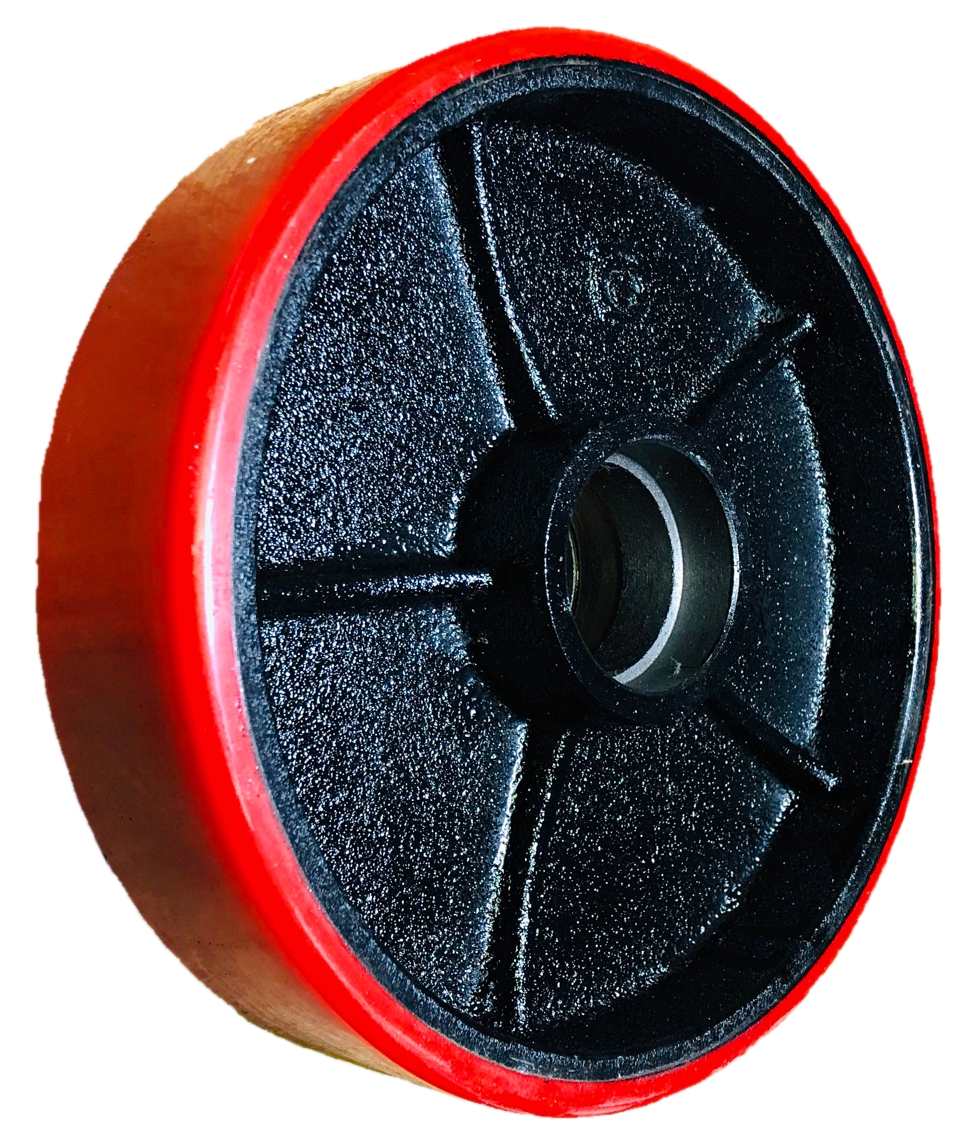 Колеса (чугунный обод, полиуретановое покрытие, шарикоподшипник) для гидравлических тележек (200x50 мм PU (Noblelift), без подшипника)